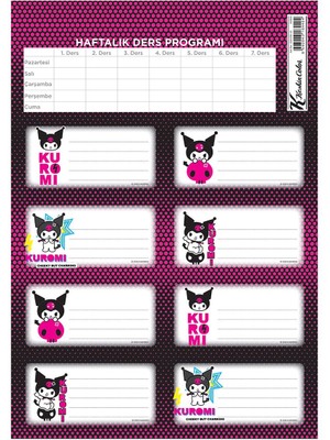 Kuromi Ders Programlı 3lü Etiket