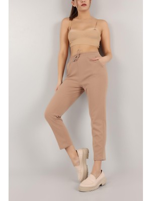 Vio Shine Kadın Beli Lastikli Cepli Havuç Kalıp Pantolon