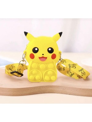 Syn İletişim Pokemon Pikachu Kore Tarzı Popit Yan Omuz Askılı Çocuk Silikon Kız Çanta Cüzdan Ayarlanabilir