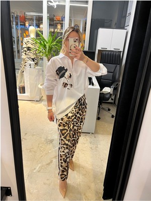 Şeyma Kandemir Leopar Camel Pantolon