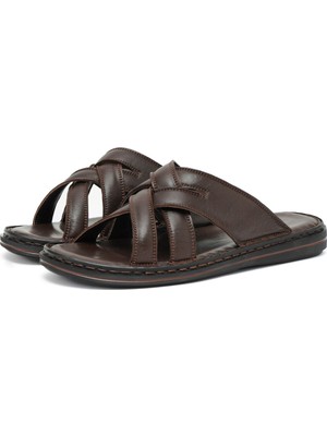 Ducavelli Melentias Deri Erkek Terliği, Deri Terlik, Ortopedik Taban Terlik, Deri Terlik