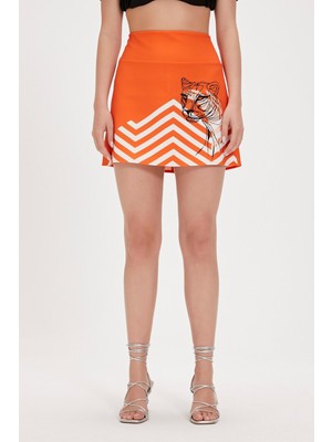 Bad Bear Misty Turuncu Baskılı Etek