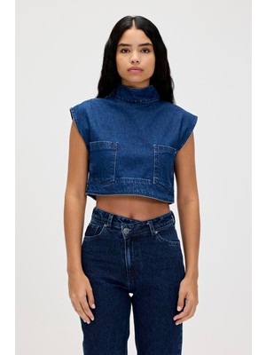 Bad Bear Veronica İndigo Mavi Kadın Denim Crop