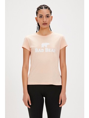 Bad Bear Logo Tee Pembe Logo Baskılı Basic Kadın Tişört