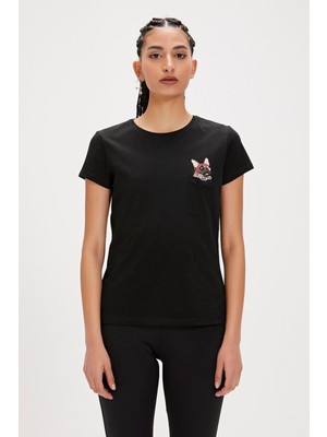 Bad Bear Dolly Siyah Baskılı Kadın Tişört