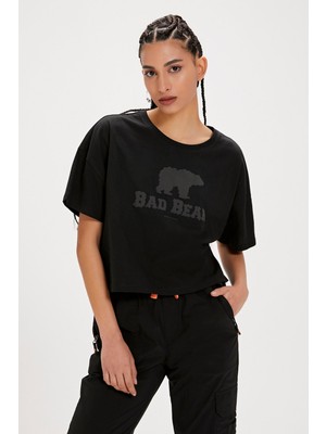 Bad Bear Holly Siyah Baskılı Kadın Tişört
