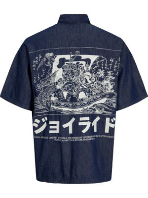 Jack & Jones Erkek Japon Temali Sirt Baskili Kisa Kollu Gömlek - Tokyo