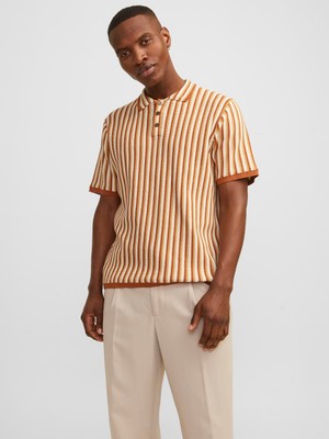 Jack & Jones Erkek Çizgili Polo Yaka Tisört - Blujones