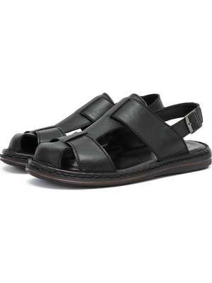 Ducavelli Messina Hakiki Deri Erkek Sandaleti, Hakiki Deri Sandalet, Ortopedik Taban Sandalet, Hafif Deri Sandalet