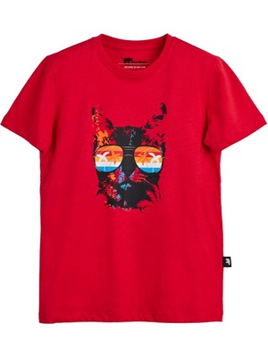 Bad Bear Manx Kırmızı Baskılı Çocuk Tişört