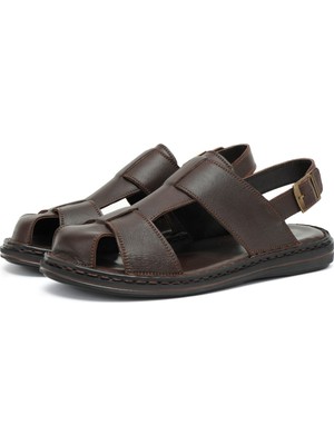 Ducavelli Messina Hakiki Deri Erkek Sandaleti, Hakiki Deri Sandalet, Ortopedik Taban Sandalet, Hafif Deri Sandalet
