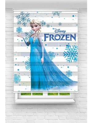 Perdecizade Frozen Elsa Baskılı Zebra Perde-Çocuk Odası Perdesi-Zebra Stor Perde