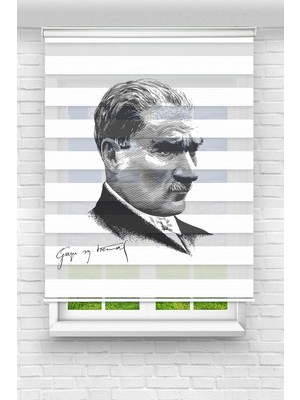 Perdecizade Mustafa Kemal Atatürk Baskılı Zebra Perde-Çocuk Odası Perdesi-Zebra Stor Perde