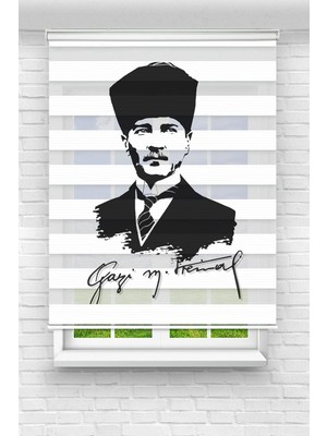 Perdecizade Mustafa Kemal Baskılı Zebra Perde-Çocuk Odası Perdesi-Zebra Stor Perde