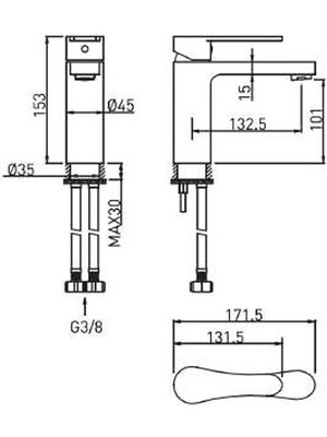 Bocchi 1020-0001 Pera Tek Kumandalı Lavabo Bataryası Krom