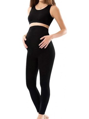 Bonbonetti Kuzey Underwear Kadın Siyah Likralı Uzun Hamile Lohusa Tayt 3273