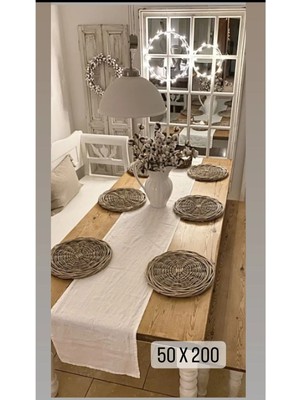 Home Art Atelier Hand Made Natürel Organik Pamuk Keten Büyük Runner 50X200