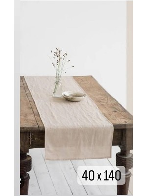 Home Art Atelier Hand Made Pamuk Keten Naturel Kucuk Runner 40X140