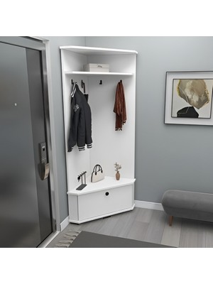 Gke Home Dolaplı Raflı Köşe Portmanto