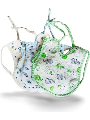 3 Adet Sevimli Desenli Muşamba Giymeli Mama Önlüğü