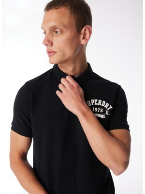 Superdry Baskılı Siyah Erkek Polo T-Shirt M1110349A02A_APPLIQUE Classıc Fıt P