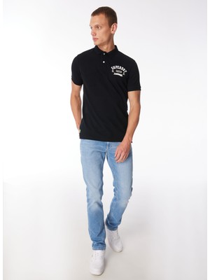 Superdry Baskılı Siyah Erkek Polo T-Shirt M1110349A02A_APPLIQUE Classıc Fıt P