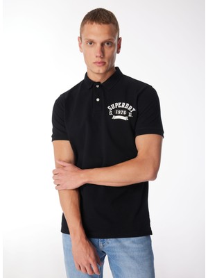 Superdry Baskılı Siyah Erkek Polo T-Shirt M1110349A02A_APPLIQUE Classıc Fıt P