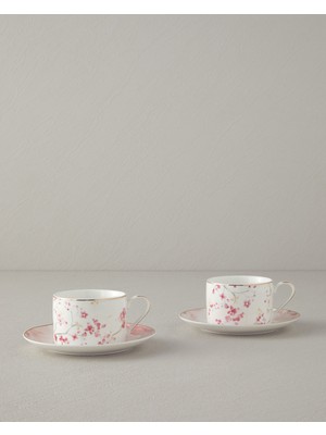 English Home Sakura Style New Bone China 4 Parça 2 Kişilik Çay Fincanı Takımı Açık Pembe