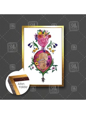 SML Tablo Kadın Doğum Doktoru Çiçekler Içindeki Bebek Oda Ofis Hastane Dekor Çerçeveli Dikey Kanvas Tablo