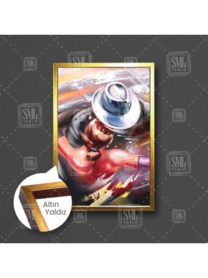 SML Tablo Dans Eden Çift Kuş Bakışı Çerçeveli Dikey Kanvas Tablo