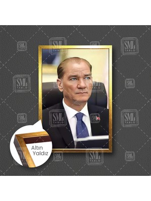 SML Tablo Gazi Mustafa Kemal Atatürk Yapay Zeka Ile Günümüzdeki Hali Dekor Çerçeveli Dikey Kanvas Tablo