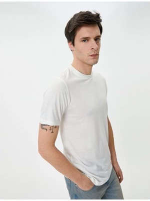 Koton Basic Tişört Kısa Kollu Bisiklet Yaka Slim Fit - Koton - 4SAM10276HK - Haki - S
