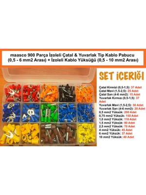 900 Parça Yuvarlak & Çatal Izoleli Pabuç ve Izoleli Kablo Yüksük (0,5-10 Mm2)