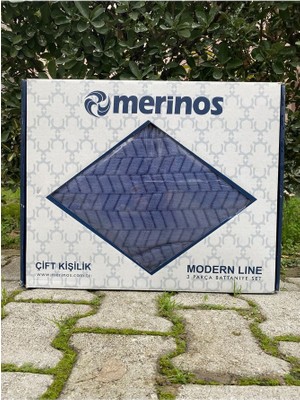 Merinos Modern Line 3 Parça Battaniye Yatak Örtüsü Seti Çift Kişilik