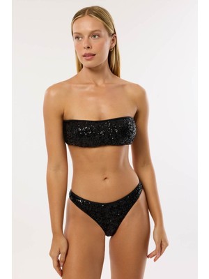 Ayyıldız 4661 Siyah Pul Payetli Bikini Takımı