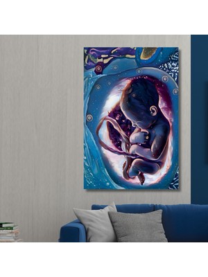 Gaagart Tekli Dikey Kanvas Tüp Bebek Poliklinik Tablosu Renkli Fetüs