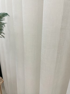 Brillant Ekru Renk 1/3 Sık Pile Tül Perde Düz Desen ve Polyester Kumaş ile Şık Tasarım