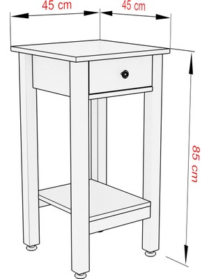 Boyut Mobilya Tek Çekmeceli, Sabit Ayaklı Dekoratif Dresuar