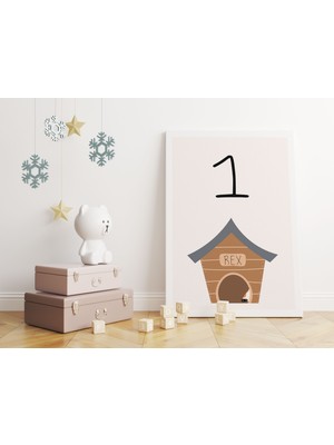 Pegziz Bebek Odası Dekorasyon - Sayılar 1 Minimalist Kanvas Tablo - Çocuk Odası Tablo