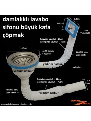 Çöpmak Körüklü Sifon Yandan Damlalıklı Lavabo Gideri