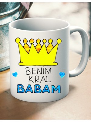 Seliness Design Babalar Gününe Özel Benim Kral Babam Yazılı Kupa Strafor Köpükle Paketlenmiş Kırılmaz Premium Kalite Kupa
