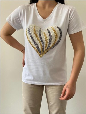 Ertul Textile Kalp Desenli T-Shirt