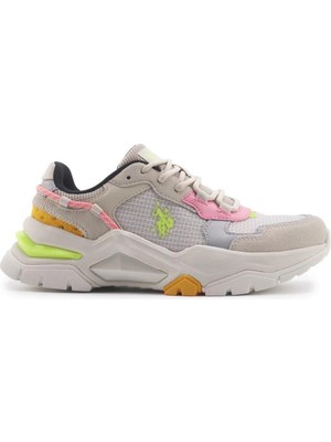U.s. Polo Assn. Vincent Wmn 4Fx Kadın Bej-Pembe-Sarı (36-40) Sneaker Ayakkabı
