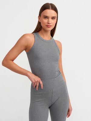 Dilvin 20853 Crop Top-Antrasit
