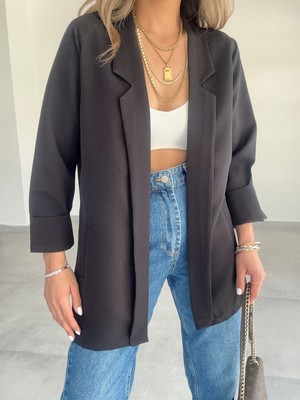 Çınar Butik Fuşya Blazer Ceket Siyah - M