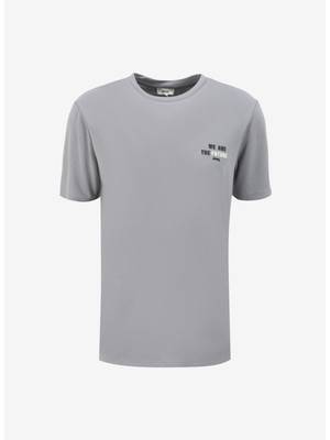 Jeep Gri Erkek Bisiklet Yaka Relaxed Baskılı T-Shirt C4SM-TST4609