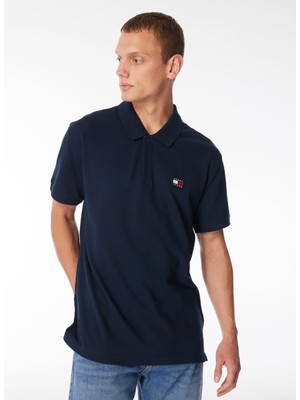 Tommy Jeans Düz Lacivert Erkek Polo T-Shirt DM0DM18314C1G