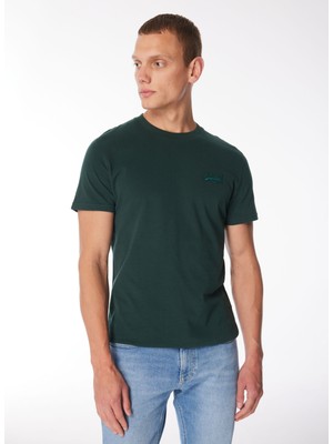 Superdry Bisiklet Yaka Düz Yeşil Erkek T-Shirt M1011245M20E_ESSENTIAL Logo Emb Tee