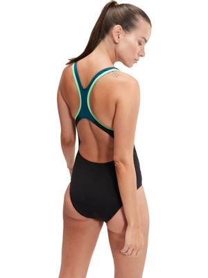 Speedo Siyah - Yeşil Kadın Mayo 8-00305416835-SPEEDO Plmt Pt Lnbk A