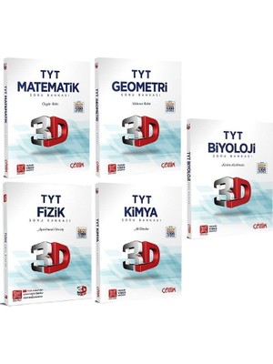 3D Yayınları TYT Matematik Soru Bankası - TYT Fizik Soru Bankası - TYT Biyoloji Soru Bankası 5'li Set